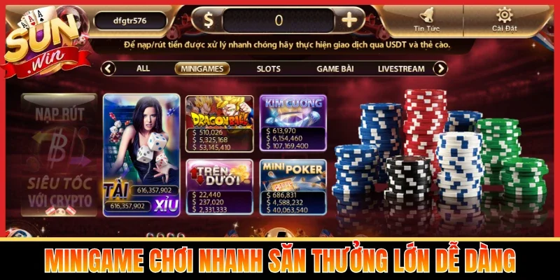 Minigame chơi nhanh săn thưởng lớn dễ dàng
